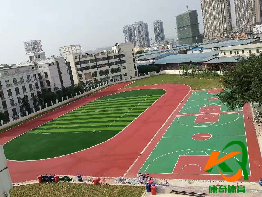广西南宁翠湖新城小学混合型塑胶跑道案例